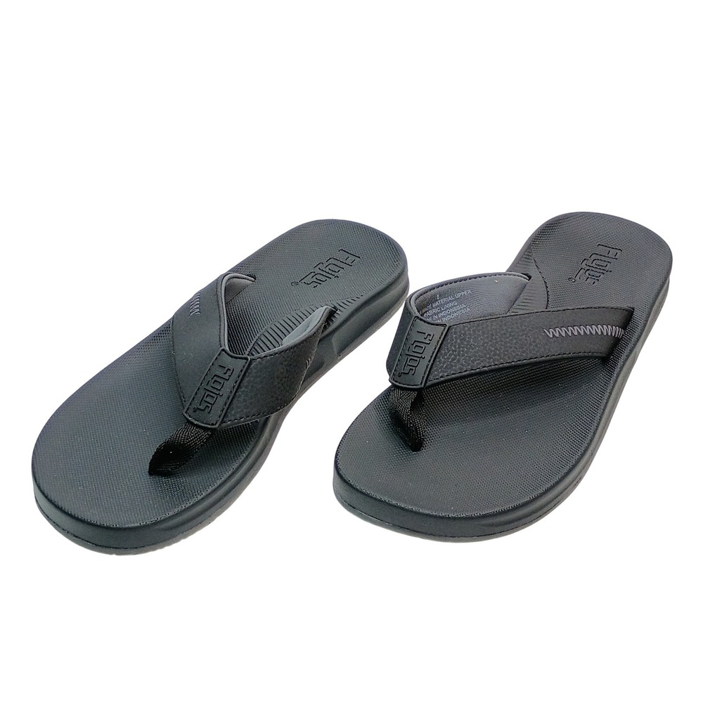 Flojos Men Flip Flop Sandals Size 8 Black Man Made Material Thong Strap